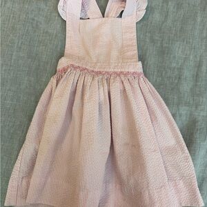 Pink Seersucker Pinafore Dress for Girls